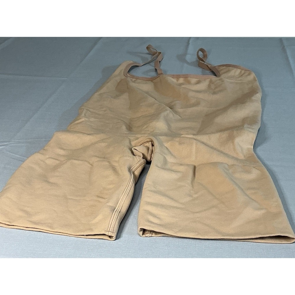 SKIMS L Seamless Mid Thigh Shapewear Bodysuit Nude Beige Adjustable Straps